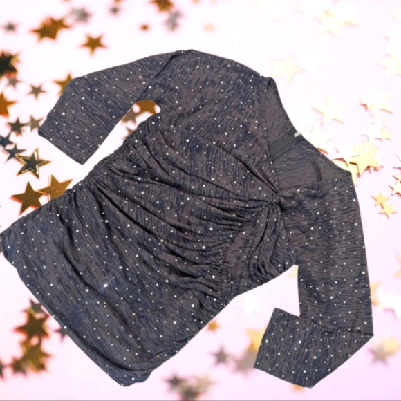 Joseph Ribkoff Black Sparkle Ruched Blouse Women's Size 10 - Picture 1 of 5